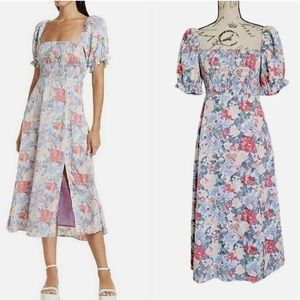 ASTR the Label Smocked Puff-Sleeve Midi Dress